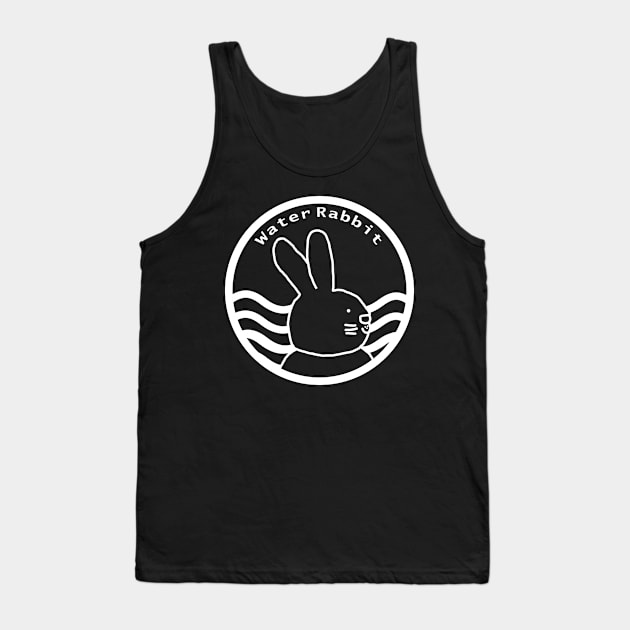 Water Rabbit White Line Chinese Zodiac Tank Top by ellenhenryart